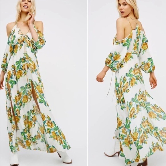 Free People Dresses & Skirts - Free People Green and Yellow Floral Maxi Dress